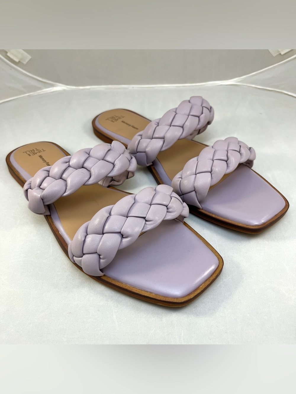 NWOT Time & True Pastel Purple Braided Strap Flat Sandals Size 11